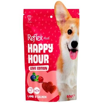 Reflex Plus Happy Hour Love Edition ласощі для собак 60 г - ягня та лосось - купити, ціни на MasterZoo - фото 1