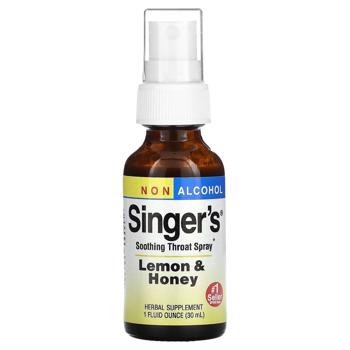 Спрей для горла Herbs Etc., Singer's Soothing Throat Spray, Non Alcohol, Lemon & Honey, 30  ml - купить, цены на Biotus - фото 1