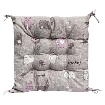 Home Line Cat in the Kitchen Gray-Lilac Chair Pillow 40*40cm - buy, prices for ULTRAMARKET - photo 1