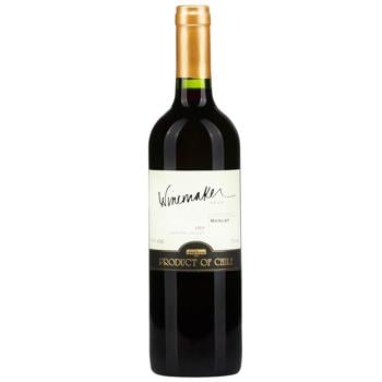 Вино Winemaker Merlot красное сухое 13% 0,75л - купить, цены на Auchan - фото 1