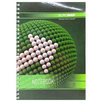 Блокнот Buromax Sphere A5 в клетку 80 листов зеленый - купить, цены на Чудо Маркет - фото 1