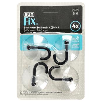 Sunplast Vacuum Transparent Plastic Hook Set 4pcs