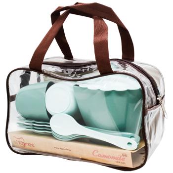 Набір посуду Tigres чайний Ромашка 14 елементів в сумці селадон