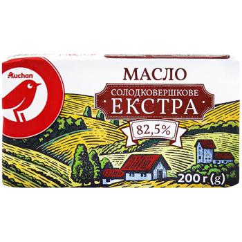 Масло Auchan Екстра солодковершкове 82,5% 200г - купити, ціни на Біотус - фото 2