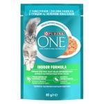 Корм влажный Purina One Indoor с тунцем и зеленой фасолью для кошек 85г
