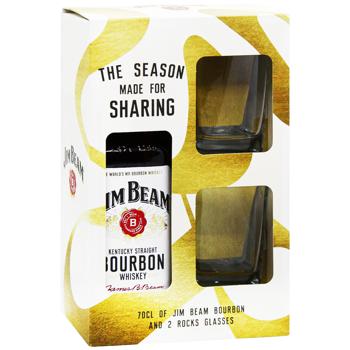 Виски Jim Beam White 40% 0,7л + 2 стакана - купить, цены на - фото 3