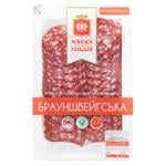 Колбаса Мясная Гильдия Брауншвейгская нарезанная сырокопченая высший сорт 75г