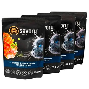 Savory Wet Food with Salmon and Peas for Cats 3+1pc*85g - buy, prices for MasterZoo - photo 5