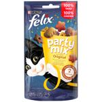 Ласощі для котів Felix Party Mix Original з куркою, печінкою та індичкою 60г
