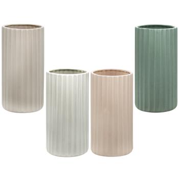 Cylindrical Ceramic Vase 12.9x25.4cm in assortment