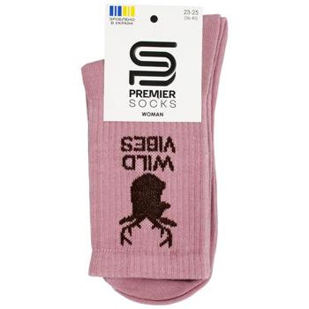 Шкарпетки Premier Socks жіночі класичні з високою резинкою Wild Vibes р.23-25 рожева пудра - купити, ціни на ЕКО Маркет - фото 1