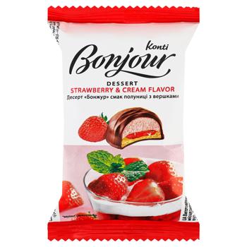 Десерт Konti Bonjour Клубника со сливками 29г