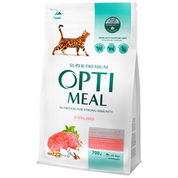 Корм сухий Optimeal з телятиною для стерилізованих котів 700г