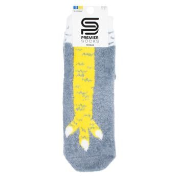 Шкарпетки жіночі Premier Socks класичні пухнасті жовті лапки р.23-25 сірі