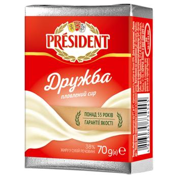 President Druzhba Processed Cheese 38% 70g - buy, prices for Ideal - photo 1