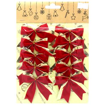 Бант декоративний Chomik 10шт*6см текстиль червоно-золоті - купить, цены на МегаМаркет - фото 1