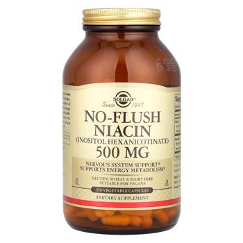 Solgar No-Flush Niacin Vitamin B3 500mg 250 capsules