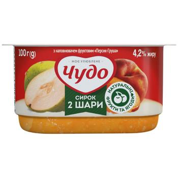 Chudo Peach-Pear Two-Layer Curd Dessert 4.2% 100g - buy, prices for COSMOS - photo 2