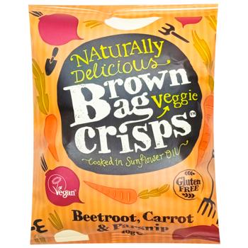 Чипсы Brown Bag Crisps из свеклы, моркови и пастернака 40г