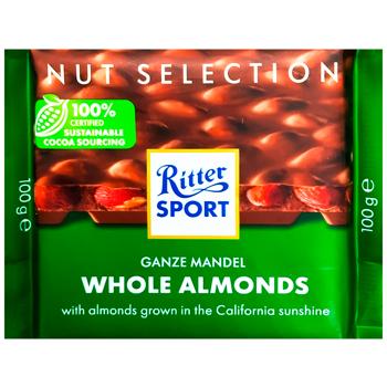 Ritter Sport Milk Chocolate with Whole Almonds 100g