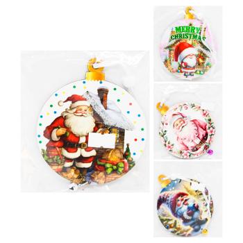 Decorative Double-Sided Ball Pendant with Glitter Inserts and Santa Bell 10*0.4*10.5cm - buy, prices for Za Raz - photo 3