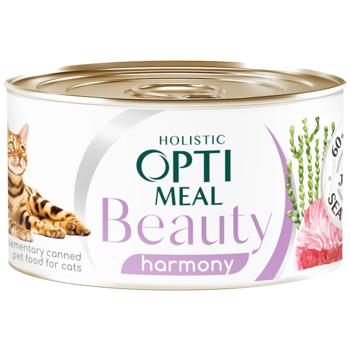 Корм влажный Optimeal Beauty Harmony с тунцем и морскими водорослями для кошек с успокаивающим эффектом 70г