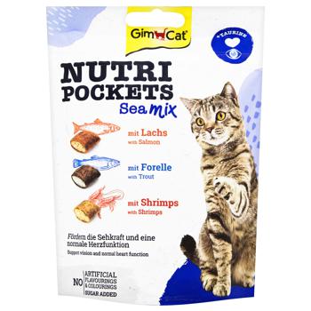 Лакомство для кошек GimCat Nutri Pockets Морской микс 150г - купить, цены на METRO - фото 1