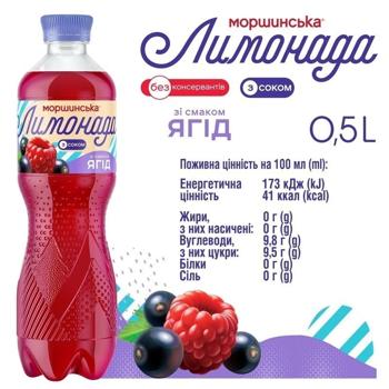 Напиток газированный Моршинская Лимонада сокосодержащий со вкусом ягод 0,5л - купить, цены на Эпицентр FOOD - фото 2