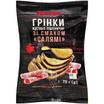 Гренки Auchan ржано-пшеничные со вкусом Салями 70г