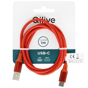 Кабель зарядний Qilive USB A/USB C червоний 1м