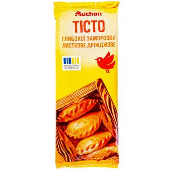 Тесто Auchan слоеное дрожжевое замороженное 500г