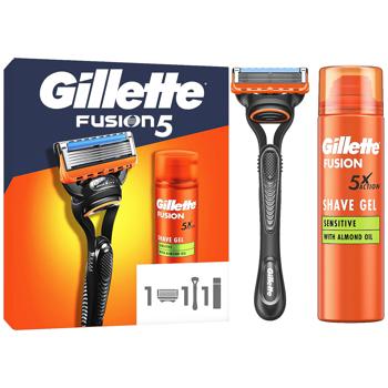 Набір подарунковий Gillette Fusion 5 станок та Гель для гоління 200мл для чоловіків