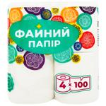 Туалетная бумага Файний двухслойный белый 100л 4шт