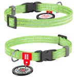 Waudog Re-Cotton Reflective Collar with QR Passport for Cats and Dogs 20-30cm/10mm Light Green