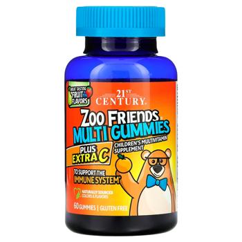 Мультивитамины для детей 21st Century Zoo Friends со вкусом фруктов 60 жевательных таблеток - купить, цены на Biotus - фото 1