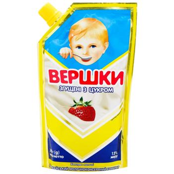 Вершки згущені ПМКК з цукром 15% 290г - купити, ціни на Ідеал - фото 1