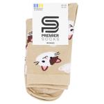 Шкарпетки жіночі PremierSocks класичні Love me серця і котики, бежевий,р.23-25