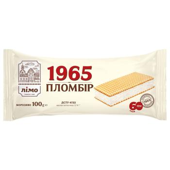 Мороженое Лимо Пломбир 1965 в вафельных листах 100г