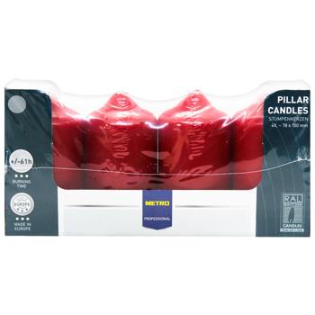 Metro Professional Burgundy Pillar Candles 75x150mm 4pcs - buy, prices for METRO - photo 3