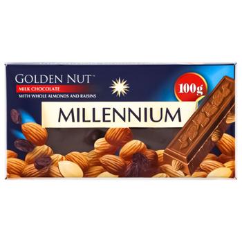 Millennium Gold Nut Milk Chocolate with Whole Almonds and Raisins 100g - buy, prices for Chudo Market - photo 1