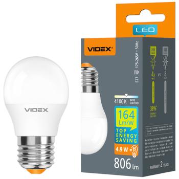 Лампа светодиодная Videx G45 4.9W E27 4100K