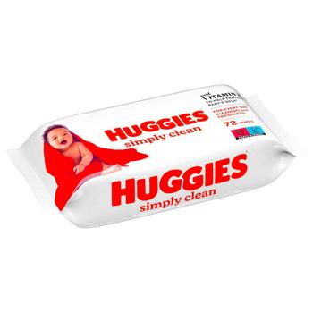 Салфетки влажные Huggies Simply Clean детские 72шт - купить, цены на КОСМОС - фото 2