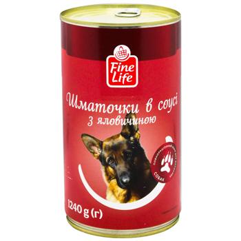 Корм вологий Fine Life Шматочки в соусі з яловичиною для дорослих собак 1240г - купити, ціни на METRO - фото 1