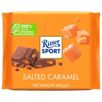 Шоколад молочний Ritter Sport з солоною карамеллю 100г - купити, ціни на Епіцентр FOOD - фото 1