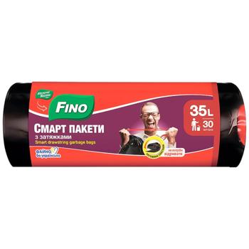 Пакети для сміття Fino Смарт-пакети з затяжками 35л 30шт - купити, ціни на КОСМОС - фото 1