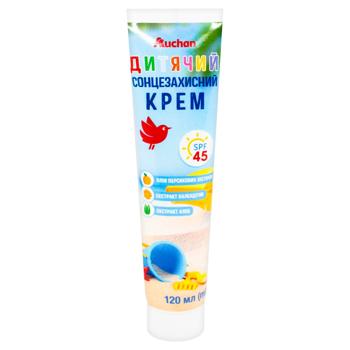 Крем Auchan солнцезащитный детский SPF45 120мл - купить, цены на Auchan - фото 1