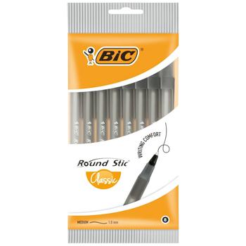 Ручка Bic Round Stic шариковая черный 1.0мм 8шт - купить, цены на MasterZoo - фото 1