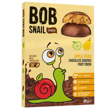 Цукерки Bob Snail яблучно-грушеві в молочному шоколаді 60г