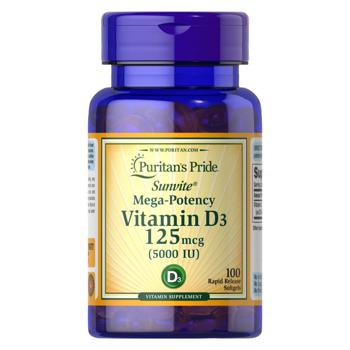 Puritan's Pride Vitamin D3 5000 IU 100 softgels - buy, prices for Biotus - photo 1