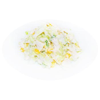 Salad with Chinese Cabbage, Smoked Chicken, Corn